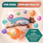 Dog Multivitamin with Glucosamine, Omega 3, Minerals, Probiotics and Enzymes, Dog Vitamins and Supplements for Joint, Skin & Coat Care, Digestive and Immune Health, Chicken Flavor - 120 Chews