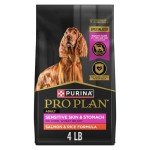Purina Pro Plan Sensitive Skin and Stomach Dog Food Dry, Adult Salmon & Rice Formula, Digestive Health - 4 lb. Bag