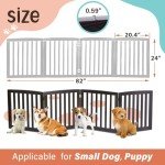 ZENY Freestanding Pet Gate for Dogs - 4 Panels Indoor Foldable Dog Fence for Stairs, Hallways, or Doorways - 82x24-Inch Freestanding Dog Gates, Brown