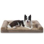 JOEJOY Orthopedic Dog Bed for Large Dogs, Large Dog Couch Bed, U Shape Memory Foam Dog Bed with Removable Washable Cover, Waterproof Lining, Comfy Bolster, 35" x 25" x 6.5", Brown