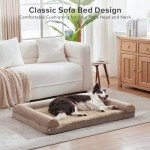 JOEJOY Orthopedic Dog Bed for Large Dogs, Large Dog Couch Bed, U Shape Memory Foam Dog Bed with Removable Washable Cover, Waterproof Lining, Comfy Bolster, 35" x 25" x 6.5", Brown