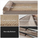 JOEJOY Orthopedic Dog Bed for Large Dogs, Large Dog Couch Bed, U Shape Memory Foam Dog Bed with Removable Washable Cover, Waterproof Lining, Comfy Bolster, 35" x 25" x 6.5", Brown