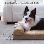 JOEJOY Orthopedic Dog Bed for Large Dogs, Large Dog Couch Bed, U Shape Memory Foam Dog Bed with Removable Washable Cover, Waterproof Lining, Comfy Bolster, 35" x 25" x 6.5", Brown