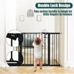 keny 29.7"-46" Baby Gate for Stairs, Auto Close Dog Gates for Doorways, Pressured Mounted No Drilling Pet Gate Extra Wide, Easy Walk Thru Stair Gate, 30" Tall, Black