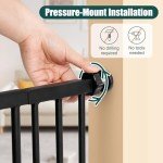keny 29.7"-46" Baby Gate for Stairs, Auto Close Dog Gates for Doorways, Pressured Mounted No Drilling Pet Gate Extra Wide, Easy Walk Thru Stair Gate, 30" Tall, Black