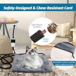 PatiencET Heated Cat Bed, 18'' x 18'' Temperature Adjustable Cat Dog Heating Pad with Timer Indoor, Pet Heating Pad for Cats Dogs, Cat Warming Pad Bed with Metals Chew Resistant Cord