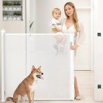 Bulubaky Extra Tall Safety Retractable Baby Gate Adjustable Wide Retractable Dog Gate Mesh Baby Gate Child Gate for Doorway, Hallway, Stair Gates for Kids or Pets (White, 42" Tall x 55" Wide)