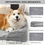 Kimpets Orthopedic Dog Bed for Small Medium Dogs, Waterproof Dog Sofa Beds Medium, Supportive Foam Pet Couch Bed with Removable Washable Cover, Waterproof Lining and Nonskid Bottom Gray