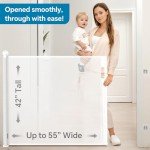 Bulubaky Extra Tall Safety Retractable Baby Gate Adjustable Wide Retractable Dog Gate Mesh Baby Gate Child Gate for Doorway, Hallway, Stair Gates for Kids or Pets (White, 42" Tall x 55" Wide)