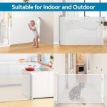 Bulubaky Extra Tall Safety Retractable Baby Gate Adjustable Wide Retractable Dog Gate Mesh Baby Gate Child Gate for Doorway, Hallway, Stair Gates for Kids or Pets (White, 42" Tall x 55" Wide)