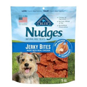 Blue Buffalo Nudges Jerky Bites Dog Treats, Made in the USA with Natural Ingredients, Bite-Sized Pieces, Chicken, 5-oz Bag