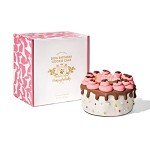 Thoughtfully Pets, Dog Happy Birthday Mini Cookie Cake, Pink, Peanut Butter Flavored, Hand Decorated Hollow Biscuit Cake for All Dog Breeds