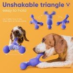 Tough Dog Toys for Aggressive Chewers - 720° Rolling, 80 Shore D Nylon Dog Bones for Medium Dogs, Natural Bacon Flavor Long Lasting Dog Chews Toys, Large, Medium & Small Dog Teething Toys, Blue