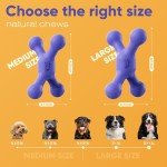 Tough Dog Toys for Aggressive Chewers - 720° Rolling, 80 Shore D Nylon Dog Bones for Medium Dogs, Natural Bacon Flavor Long Lasting Dog Chews Toys, Large, Medium & Small Dog Teething Toys, Blue
