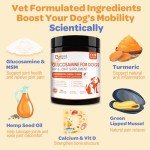 Glucosamine for Dogs, Joint Supplement for Dogs, 180 Counts, Chondroitin, Omega-3, MSM, Turmeric for Pain Relief, Dog Joint Supplement with Calcium for Bone Health, Chicken Flavored Crunchy Chews