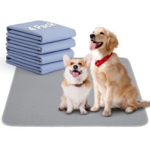 4 Pack 36" x 38" Large Washable Underpads - Waterproof Quick Drying Pee Pads for Dogs, Reusable Pet Training Pads, Anti-Slip Floor Mat for Dogs, Cats, Bunny, Seniors Bed Pad