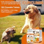 Turmeric Curcumin for Dogs, Hip & Joint Support, Heart Health Support, Immune System Booster, Dog Joint Supplement for All Ages Breeds & Sizes, 180 Chewable Tablets, Peking Duck Flavor