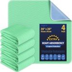 4 Pack 36” x 36” Extra Heavy Absorbency Washable Underpads, Waterproof Quick Drying Nursing Pads Incontinence Bed Pads, Reusable Washable Pee Pads for Dogs, Diaper Changing & Adults