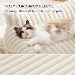 Bedsure Cute Cat Couch for Pets - Fluffy Small Dog Sofa with Premium Soft Corduroy Fleece, Pet Sofa with Removable Washable Cover, Supportive Dog Couch Bed for Small Medium Dogs, 30inch, Cream