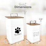 Dog Treat Container w/ Airtight Bamboo Lid 2 Pack - Farmhouse Large Treats Jar - Dog Treat Jars for Kitchen Counter - Dog Treat Jar - Metal Canister for Cookies & Biscuits - Pet Treat Container