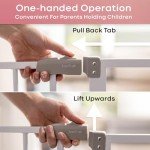 Mom's Choice Award-InnoTruth Baby Gate for Stairs 28.9-42.1" Wide, Dog Gate for Doorways Easy Step Walk Thro Expanded Dual Lock, Metal Pressure Mounted Easy Install Pet Gate for Dogs, White