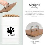 Dog Treat Container w/ Airtight Bamboo Lid 2 Pack - Farmhouse Large Treats Jar - Dog Treat Jars for Kitchen Counter - Dog Treat Jar - Metal Canister for Cookies & Biscuits - Pet Treat Container