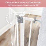 Mom's Choice Award-InnoTruth Baby Gate for Stairs 28.9-42.1" Wide, Dog Gate for Doorways Easy Step Walk Thro Expanded Dual Lock, Metal Pressure Mounted Easy Install Pet Gate for Dogs, White