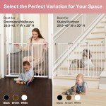 Mom's Choice Award-InnoTruth Baby Gate for Stairs 28.9-42.1" Wide, Dog Gate for Doorways Easy Step Walk Thro Expanded Dual Lock, Metal Pressure Mounted Easy Install Pet Gate for Dogs, White