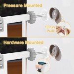 Mom's Choice Award-InnoTruth Baby Gate for Stairs 28.9-42.1" Wide, Dog Gate for Doorways Easy Step Walk Thro Expanded Dual Lock, Metal Pressure Mounted Easy Install Pet Gate for Dogs, White