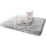 NWK Fluffy Self Warming Thermal Plush Fur Pet Mat for Dogs and Cats, Body Heat Reflecting Cat Bed Mat, Washable, for Sofa & Crate & Kennel & Car Seat (16'' X 20'', Grey)