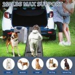 YUDEG Dog Ramp for Car, Folding Dog Ramps for Large Dogs, Dog Stairs for Trucks, Cars and SUV, Supports up to 250 lbs (63'' L x 17'' W)