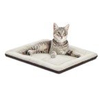 K&H PET PRODUCTS Self-Warming Cat Bed Pad, Self-Heating Thermal Cat and Dog, Cat Warmer Mat for Feral and Indoor Cats, Oatmeal/Chocolate 21 X 17 Inches