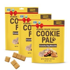 Cookie PAL Dog Treats, Crunchy Peanut Butter Dog Treats, Human Grade USDA Organic Dog Treats, Natural Dog Treats, Puppy Training, Biscuits, 10oz (Pk of 3)