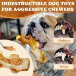 Apasiri Dog Toys for Aggressive Chewers: 3-Pack Indestructible Dog Toys for Large Dogs, Real Bacon Flavored, Tough Dog Chew Bones for Medium/Large Breed Dogs, Durable Dog Chew Toys to Keep Them Busy