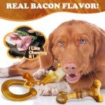 Apasiri Dog Toys for Aggressive Chewers: 3-Pack Indestructible Dog Toys for Large Dogs, Real Bacon Flavored, Tough Dog Chew Bones for Medium/Large Breed Dogs, Durable Dog Chew Toys to Keep Them Busy