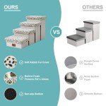 COZY KISS Dog Stair for Small Dogs with Storage, 17.7" H Foldable Pet Step with Soft Leakproof Cover, Older Cat Ramp for Couch Sofa Bed, Lightweight, Comfort, 33x13x17.7 inch, 4 Tiers, Leopard