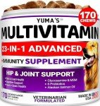 Dog Multivitamin Chewable with Glucosamine - Dog Vitamins and Supplements - 170 Treats - Senior & Puppy Multivitamin for Dogs - Hip & Joint Support - Immune Health, Skin, Heart, Digestion, Probiotics