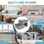 RYpetmia Foldable Pet Stairs for Beds & Sofas - Non-Slip Dog Steps with Storage for Small to Medium Dogs & Cats, Supports up to 120 lbs - Durable 2 & 3-Step Doggie Ladder for Easy Access