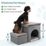 RYpetmia Foldable Pet Stairs for Beds & Sofas - Non-Slip Dog Steps with Storage for Small to Medium Dogs & Cats, Supports up to 120 lbs - Durable 2 & 3-Step Doggie Ladder for Easy Access
