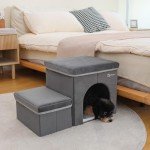 RYpetmia Foldable Pet Stairs for Beds & Sofas - Non-Slip Dog Steps with Storage for Small to Medium Dogs & Cats, Supports up to 120 lbs - Durable 2 & 3-Step Doggie Ladder for Easy Access