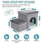 RYpetmia Foldable Pet Stairs for Beds & Sofas - Non-Slip Dog Steps with Storage for Small to Medium Dogs & Cats, Supports up to 120 lbs - Durable 2 & 3-Step Doggie Ladder for Easy Access