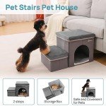 RYpetmia Foldable Pet Stairs for Beds & Sofas - Non-Slip Dog Steps with Storage for Small to Medium Dogs & Cats, Supports up to 120 lbs - Durable 2 & 3-Step Doggie Ladder for Easy Access