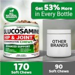 Glucosamine for Dogs - Hip and Joint Supplement for Dogs - 170 Ct - Glucosamine Chondroitin for Dogs Chews - Dog Joint Pain Relief with MSM - Advanced Dog Joint Supplement Health - Mobility Support
