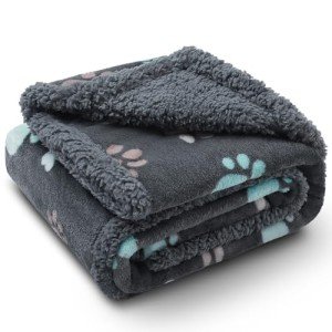 Luciphia Waterproof Pet Blankets for Couch Sofa Bed Cover Liquid Pee Proof Washable Soft Fluffy Large Dog Blanket Reversible Furniture Protection Grey Paw Thicken Medium（57" x 40"）