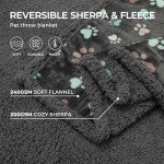 Luciphia Waterproof Pet Blankets for Couch Sofa Bed Cover Liquid Pee Proof Washable Soft Fluffy Large Dog Blanket Reversible Furniture Protection Grey Paw Thicken Medium（57" x 40"）