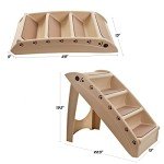 Pet Stairs - Home and Vehicle Foldable Nonslip Dog Steps with 4-Step Design - For Puppies, Kittens, and Other Small Pets by PETMAKER (Tan)