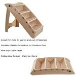 Pet Stairs - Home and Vehicle Foldable Nonslip Dog Steps with 4-Step Design - For Puppies, Kittens, and Other Small Pets by PETMAKER (Tan)