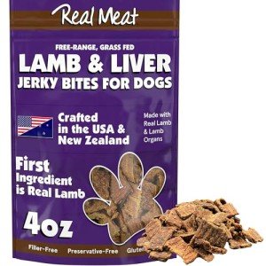 Real Meat Dog Treats - 4oz Bag of Bite-Sized Air-Dried Lamb & Liver Jerky for Dogs - Grain-Free Jerky Dog Treats Made up of 95% Human-Grade, Free-Range, Grass Fed Lamb - All-Natural Dog Treats