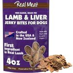 Real Meat Dog Treats - 4oz Bag of Bite-Sized Air-Dried Lamb & Liver Jerky for Dogs - Grain-Free Jerky Dog Treats Made up of 95% Human-Grade, Free-Range, Grass Fed Lamb - All-Natural Dog Treats