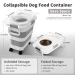nxizoli 25 Lbs Dog Food Storage Container, Collapsible Dog Food Container with Scoop for Pet/Dog/Cat/Bird Food,Keep Dry Food Fresh,Easy to Move (White)